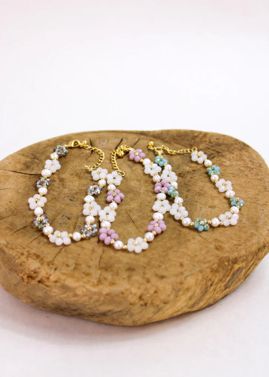 CRYSTAL FLOWER BRACELETS - ASSORTED