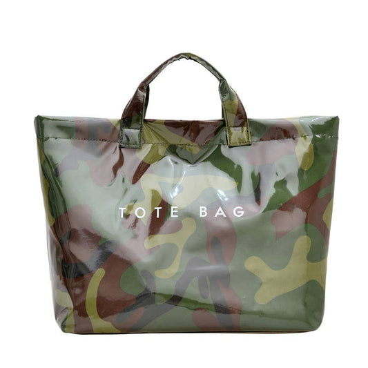 Crocodile Embossed Tote Bag PVC Handbag: Camo / M