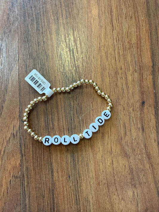 ROLL TIDE 4MM GOLD BALL WORD BRACELET