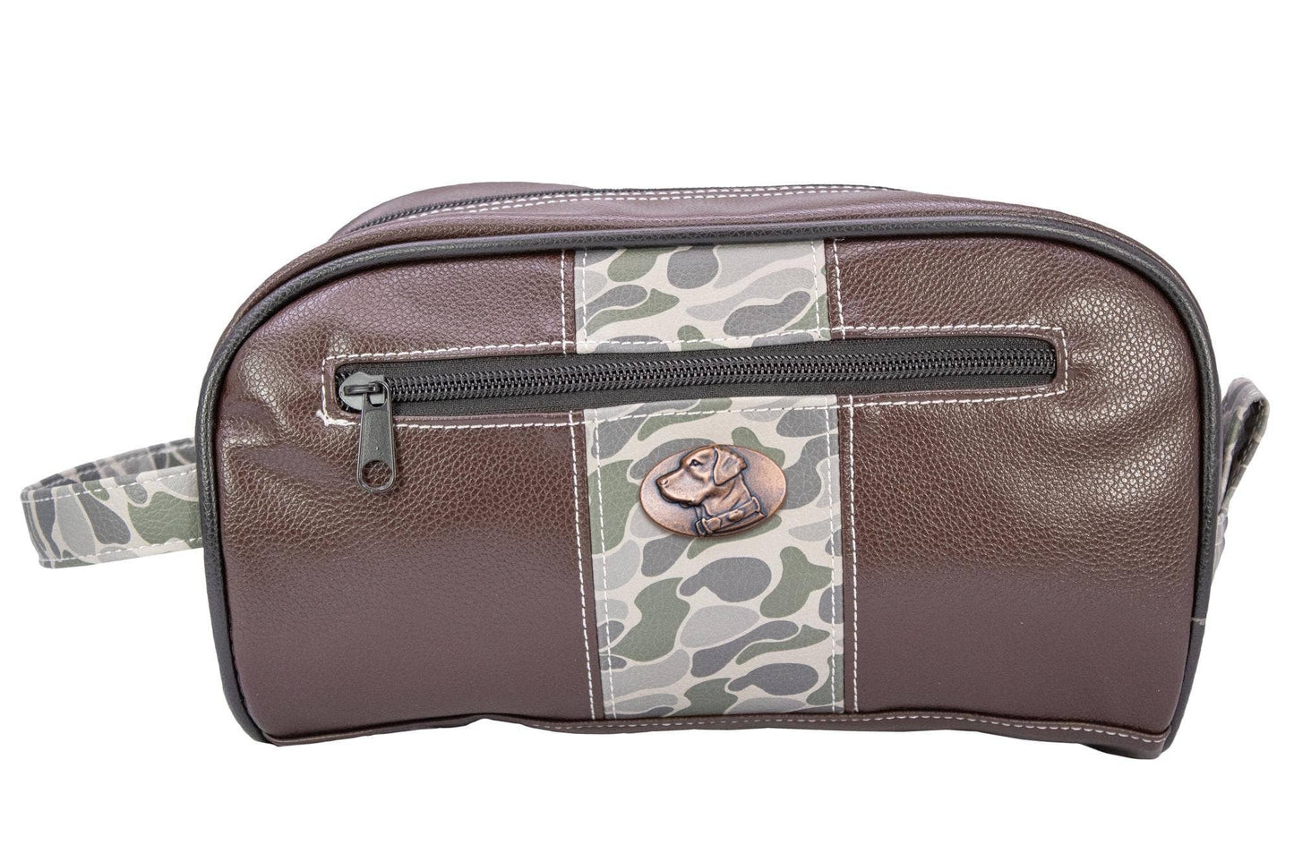 Lab Brown Pebble Old School Camo Men's Toiletry Dopp Bag.
