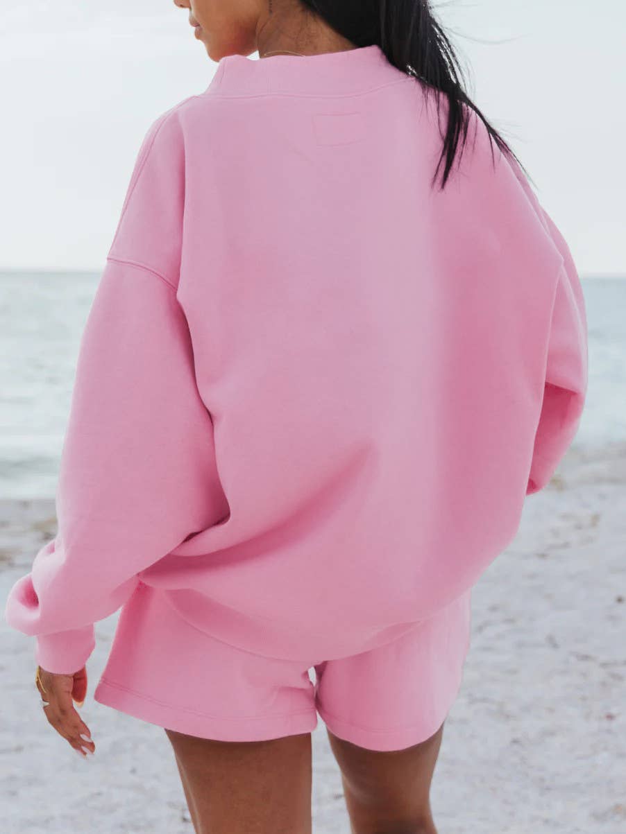 Versatile old school oversized Mockneck Sweatshirt in plain