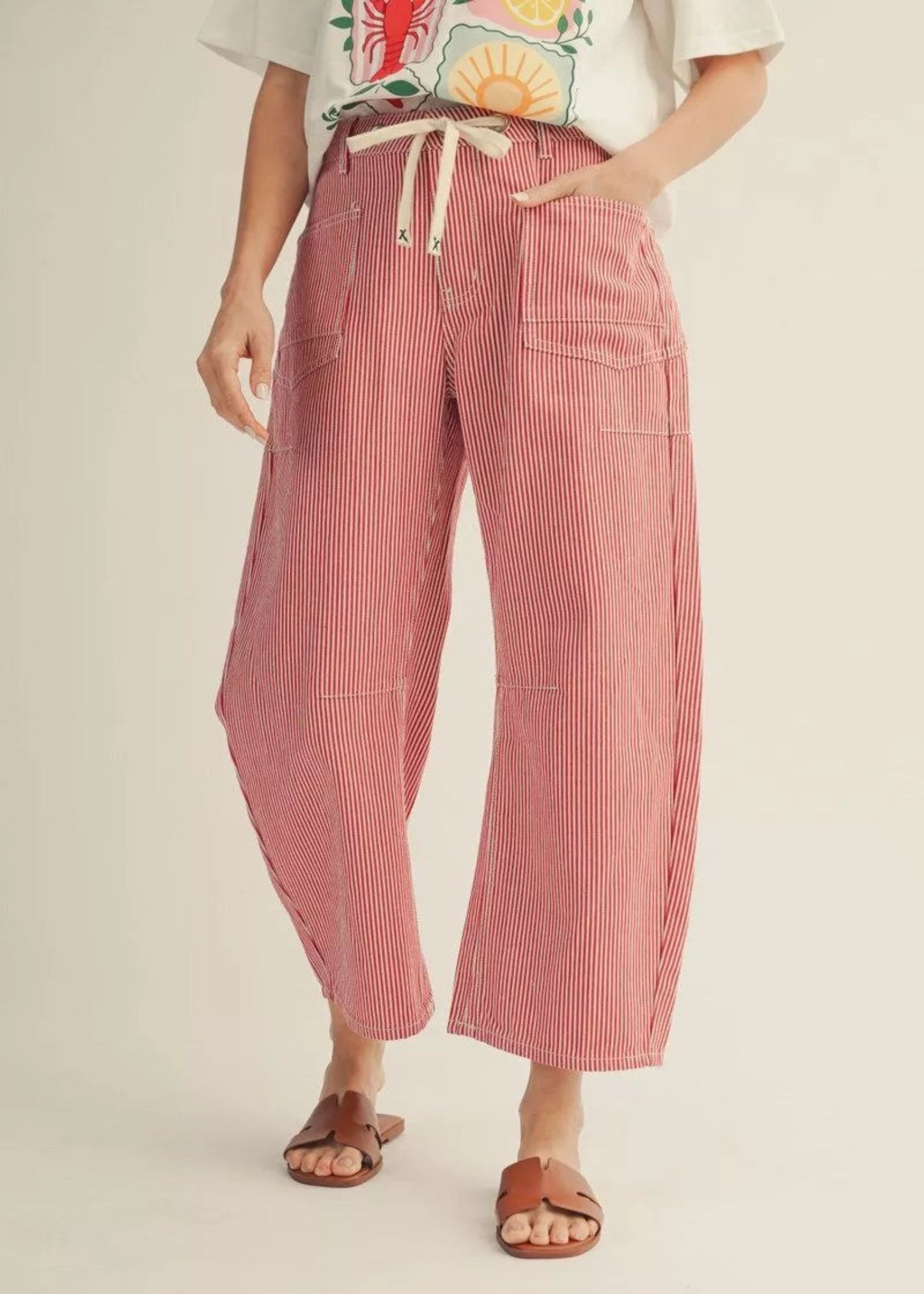 COASTAL STRIPED PANTS - RED