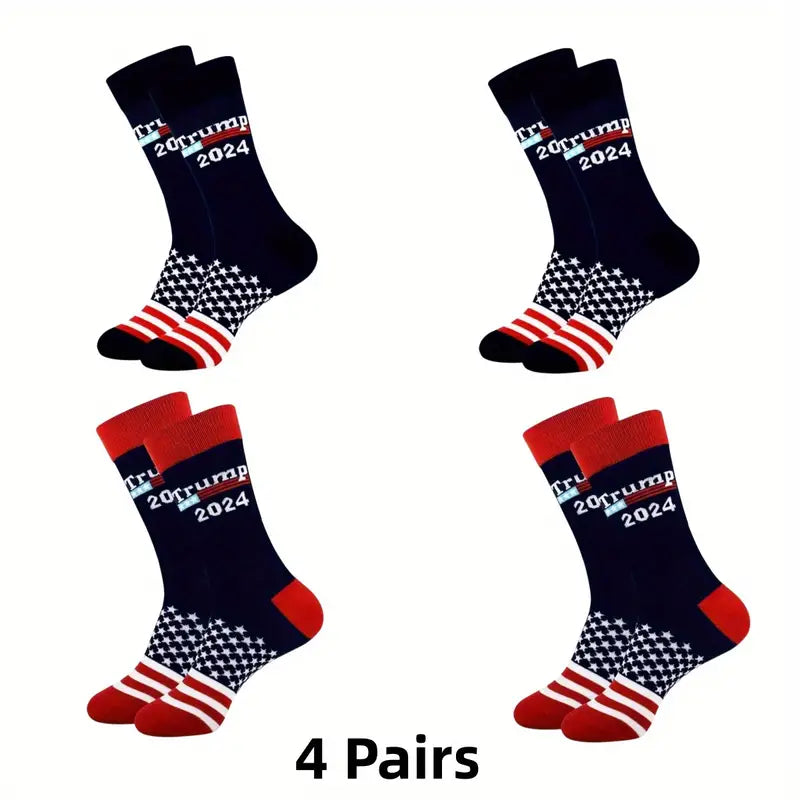 TRUMP 2024' Print Fashion Novelty Crew Socks