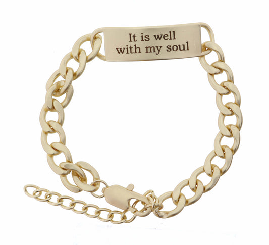 "It is Well with My Soul" Engraved Plate Bracelet