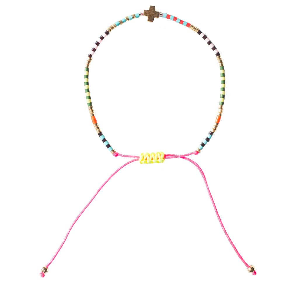 Faith Over Fear Adjustable Cord Bracelet w/ Cross