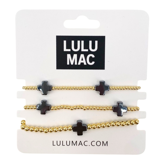 BR-CR1000 BLACK BRACELET CROSS SET