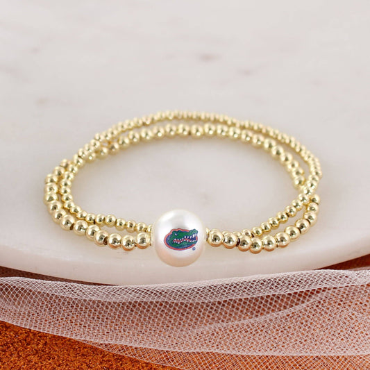 Florida Gold & Pearl Logo Stretch Bracelet Set