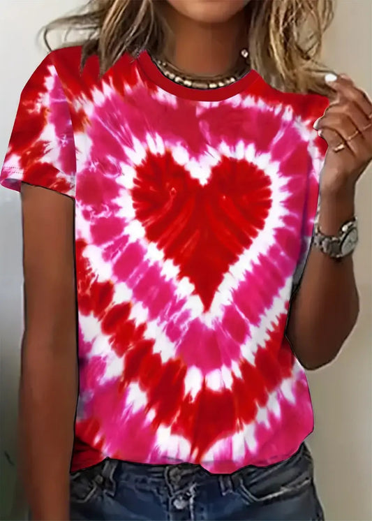 Tie-Dye Heart Print Tee