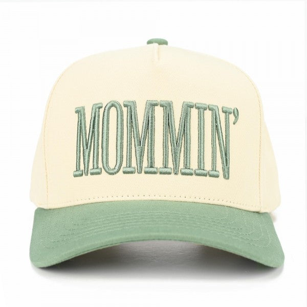 Two Tone "MOMMIN'" Canvas Embroidered Baseball Cap