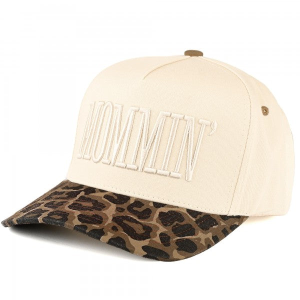 Two Tone "MOMMIN'" Canvas Embroidered Baseball Cap