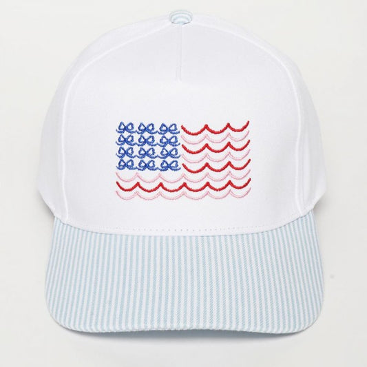 Bow Flag Embroidered Two Tone Baseball Cap
