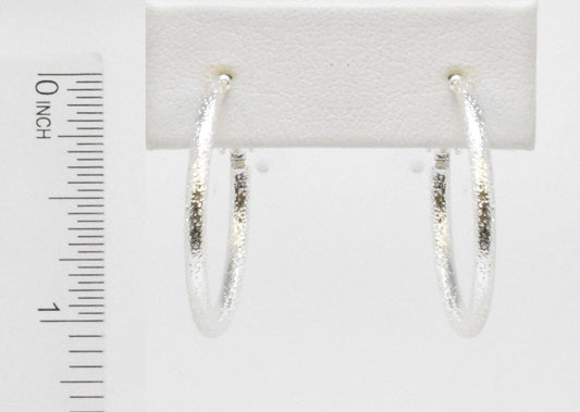 Textured Silver 1" Hoop Earrings