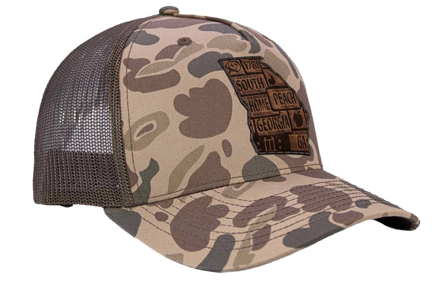 Georgia Map Old School Camo Trucker Hat - GREEN/GRAY CAMO