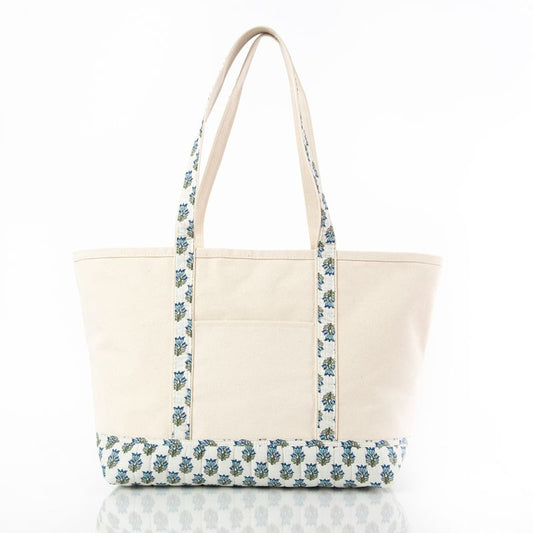 Block Print Classic Tote-Aqua