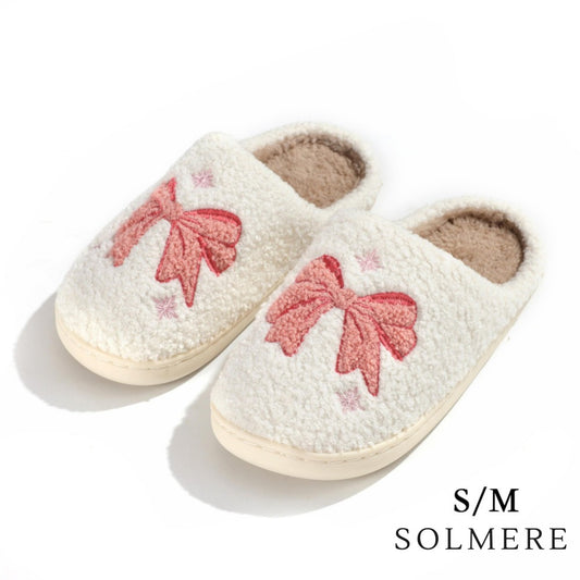SOLMERE Slippers – Plush Bow Slide On Slippers