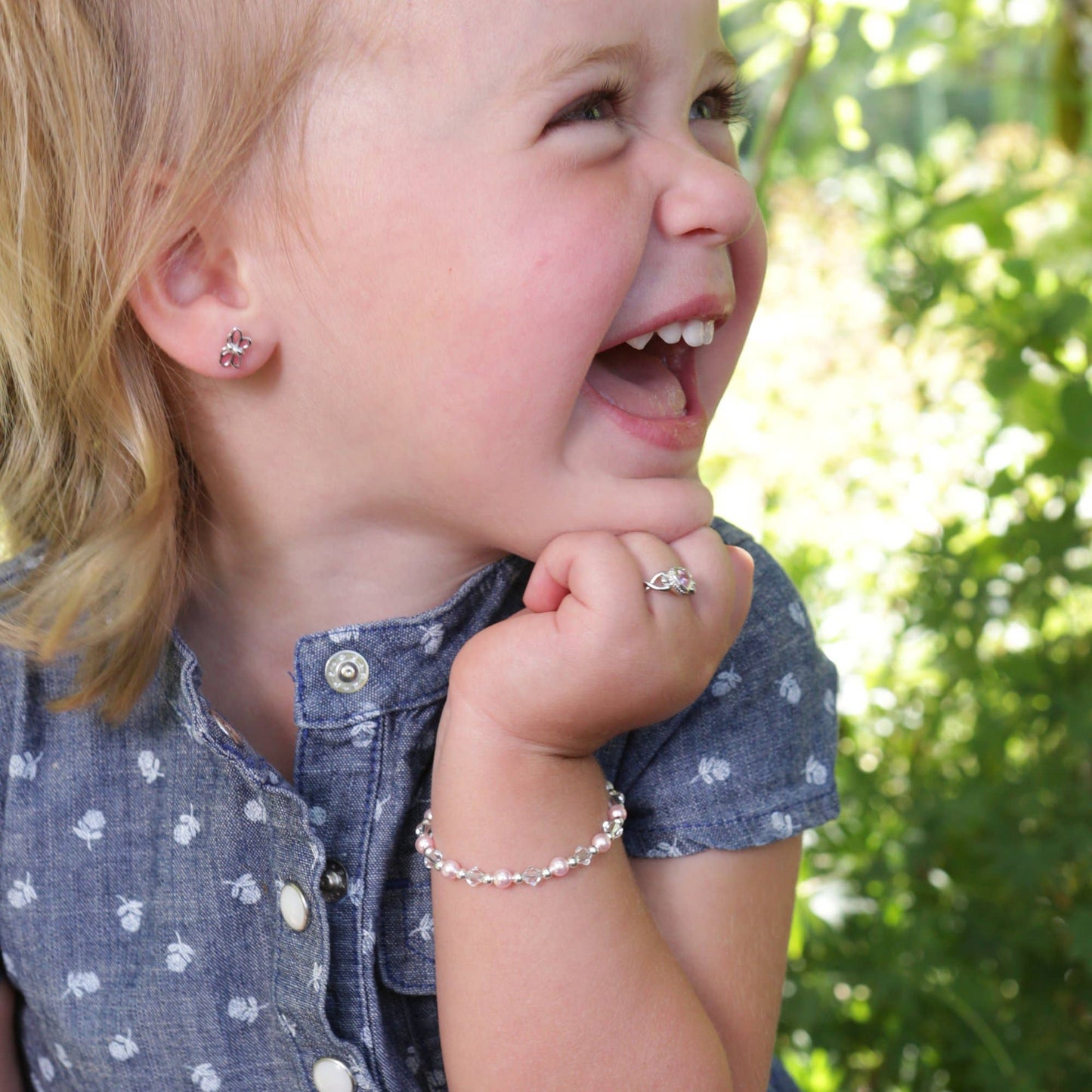 Kid's Sterling Silver Pink Pearl Baby & Children's Bracelet