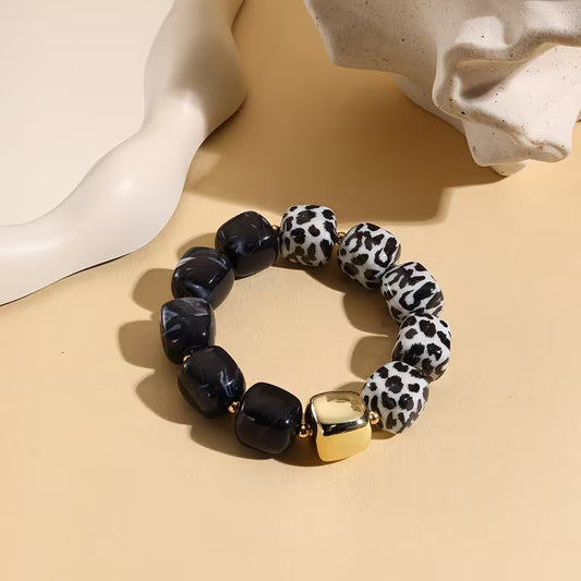 BLOCK BEAD BRACELET - LEOPARD