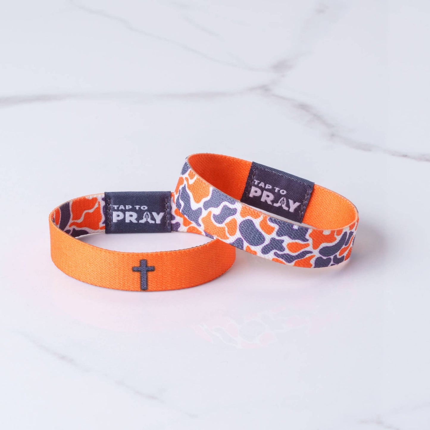 Tap To Pray™ Wristbands - Team Camo - Orange & Grey