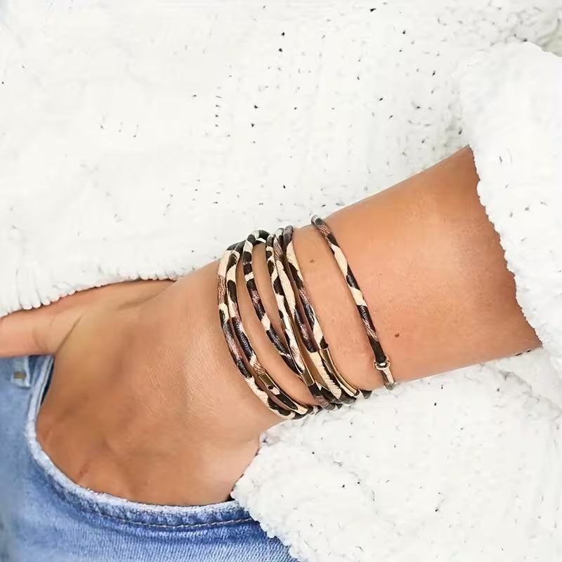 BOHEMIAN LEOPARD PRINT WRAP BRACELET