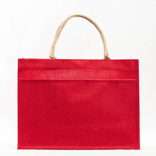 JUTE POCKET TOTE - RED