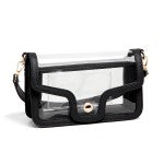 CLEAR VEGAN LEATHER CROSSBODY WRISTLET CLUTCH