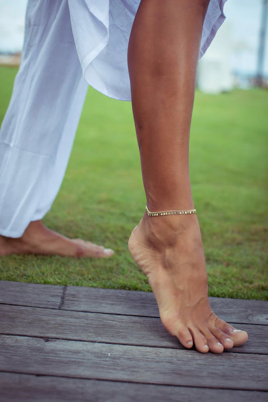 LITTLE LINK ANKLET - SQUARE GOLD