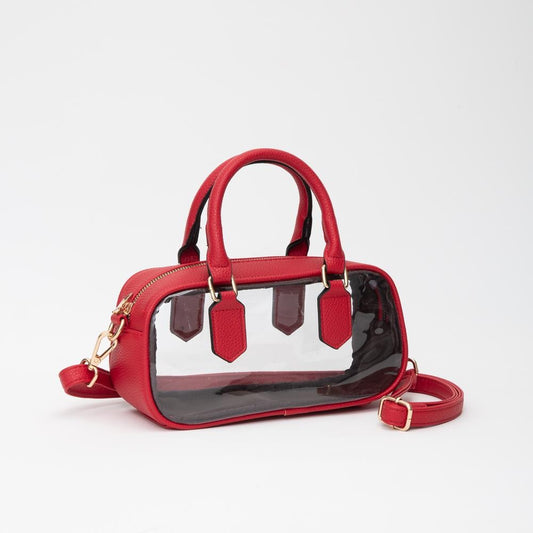 Clear Crossbody Tote Bag With Vegan Leather Trim