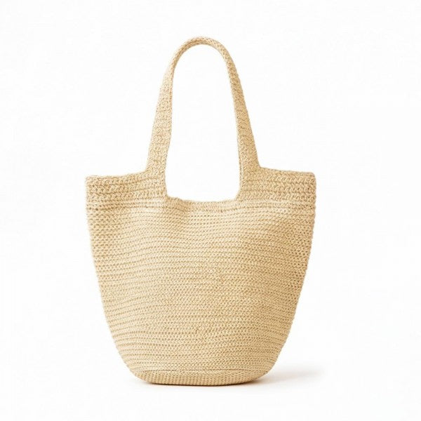 Round Bottom Woven Straw Tote Bag