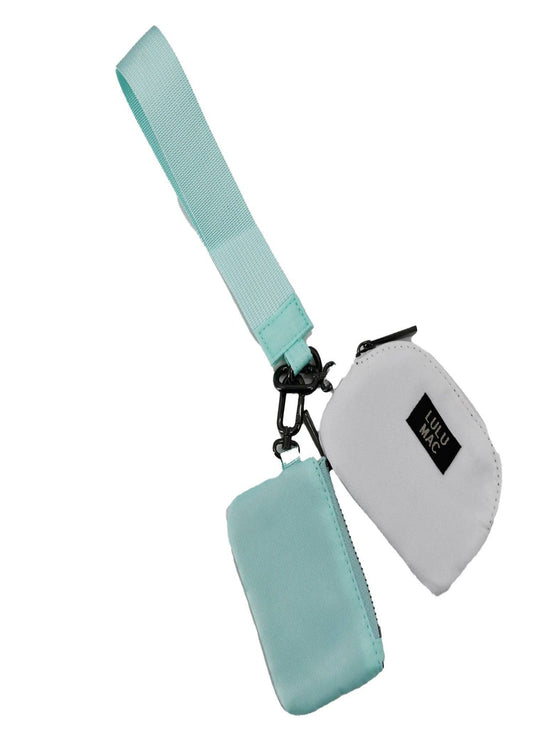 Mint/White Lulu Mac Double Pouch Wristlet