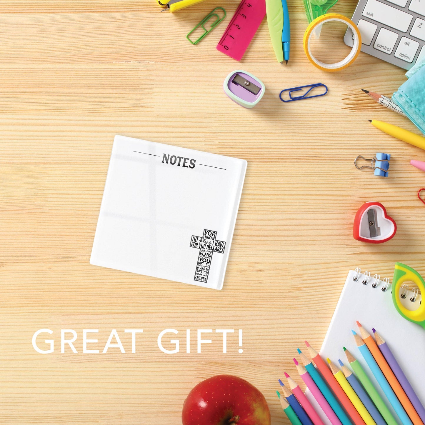 Graduation Gifts, 4x4 Dry Erase Desk Tile with Marker, Cross
