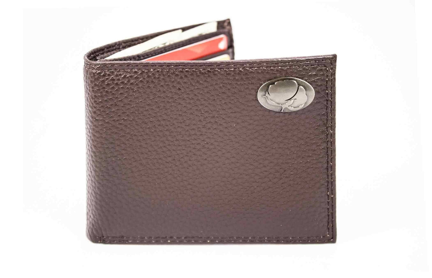 Cotton Boll Leather Bifold Wallet - CRAZY HORSE BROWN