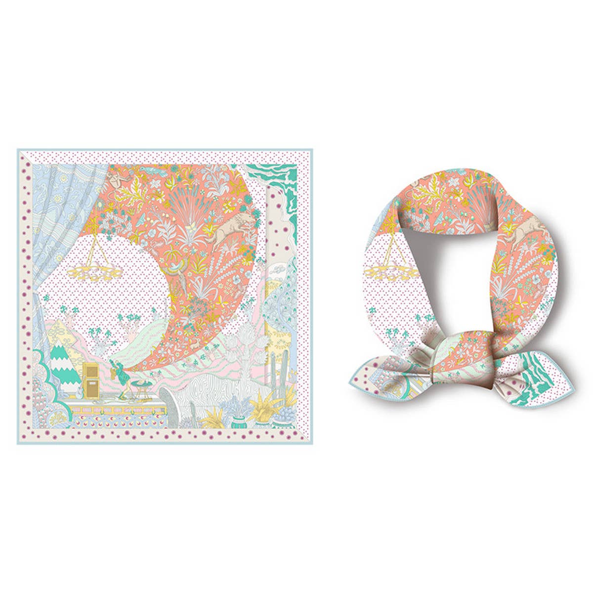 Silk Feel Square Scarf Necklace