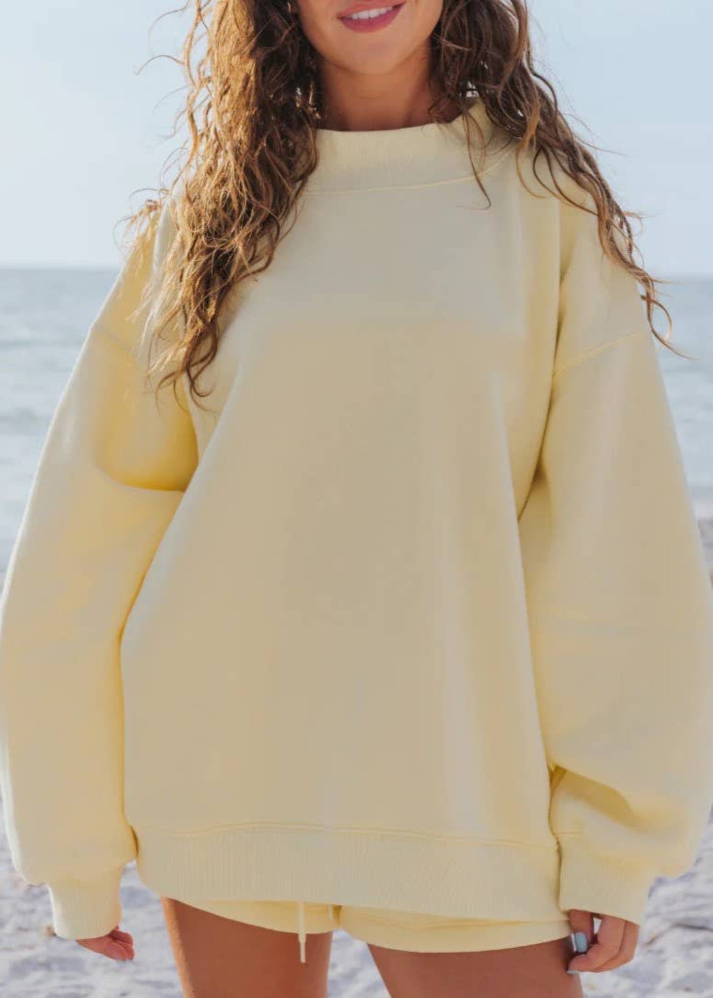 Versatile old school oversized Mockneck Sweatshirt in plain