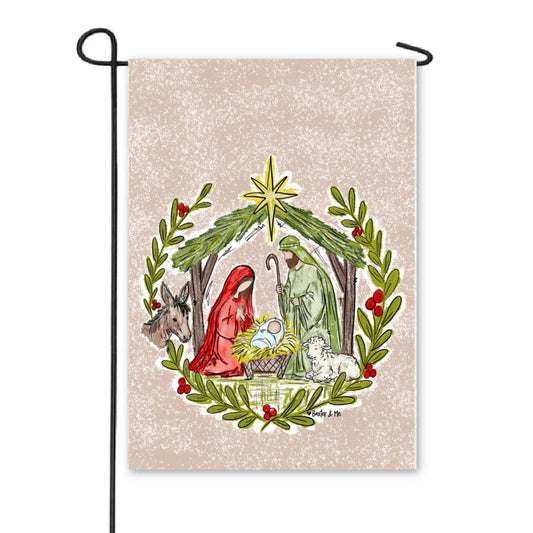 Christmas Nativity Stable  Garden Flag