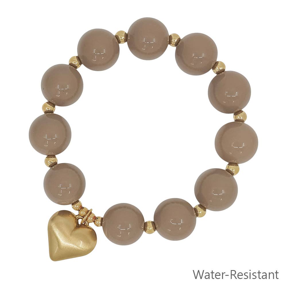Matte Gold 16MM Natural Beaded Stretch Bracelet