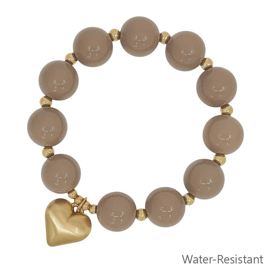 Matte Gold 16MM Natural Beaded Stretch Bracelet