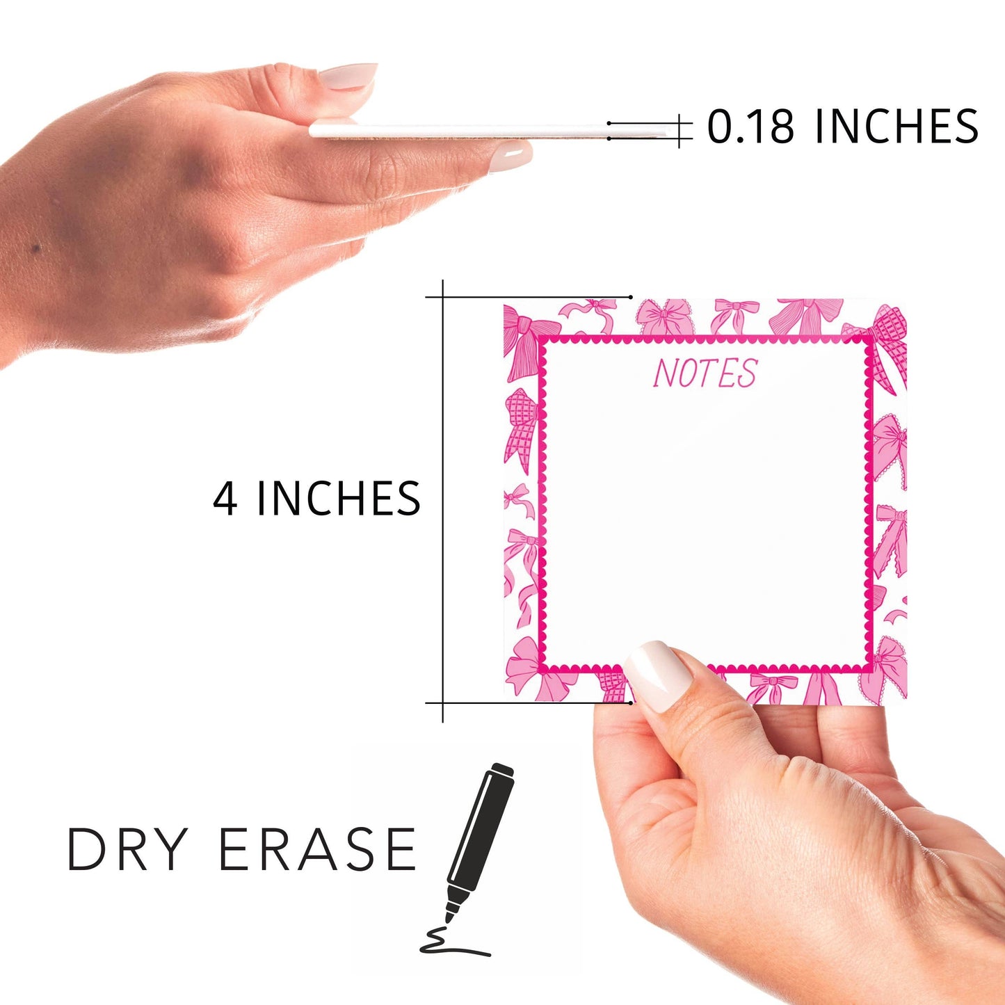 Dry Erase Glass Sign, Bows, Gifts for Girls, Bows, Desk Note