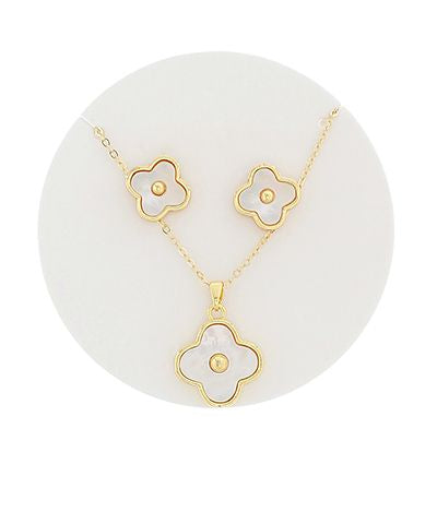 MOP Clover Necklace Set