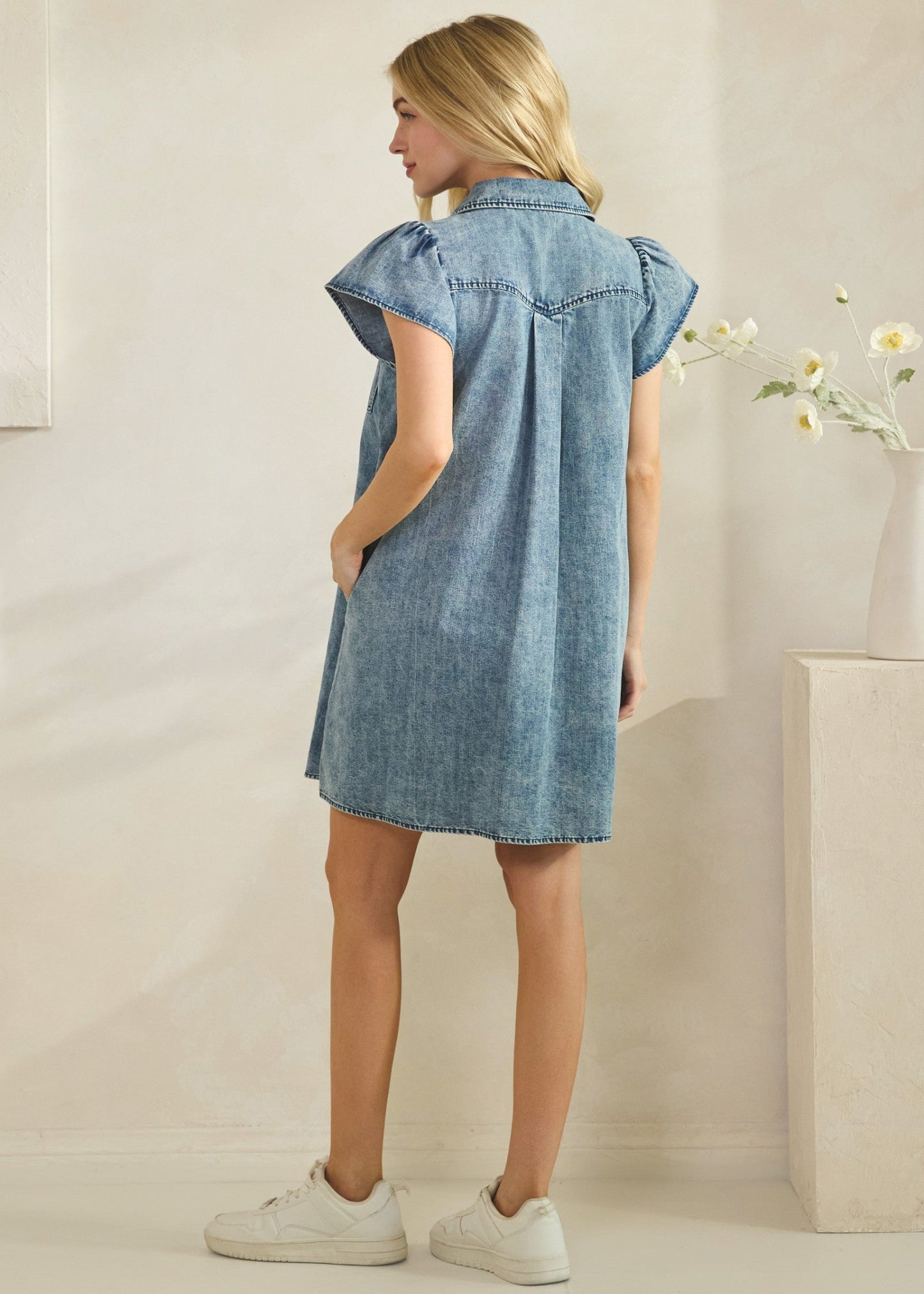 WASHED DENIM DRESS