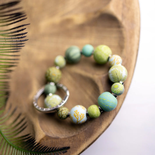 Wrist Keychain- SMALL BOTANICAL GREEN