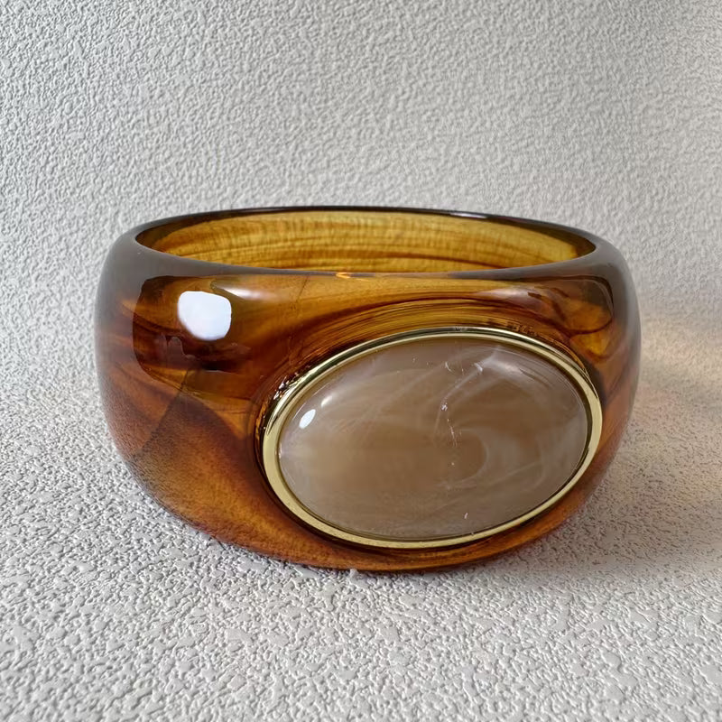 MARBLE WIDE BRACELET - BROWN
