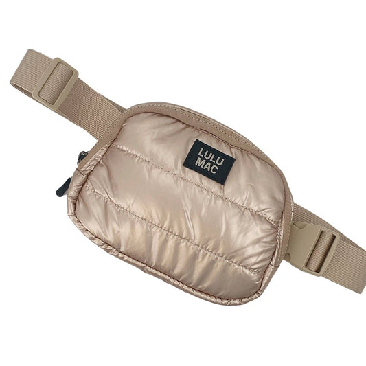 Puffer Metallic Belt Bag-Champagne