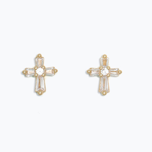 DELICATE CZ CROSSES GOLD-EARRINGS