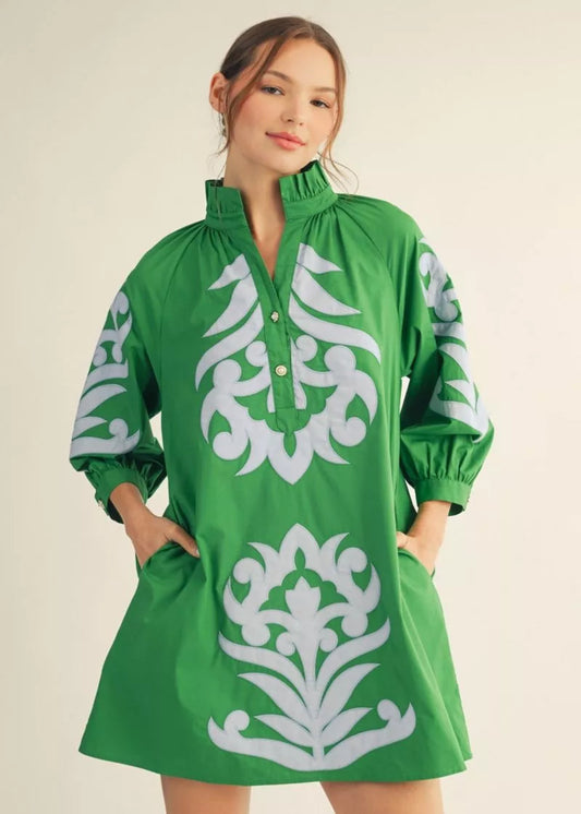 MERI DRESS - KELLY GREEN