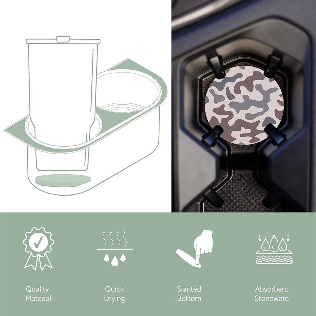 Car Coaster-Brown Camo Pattern