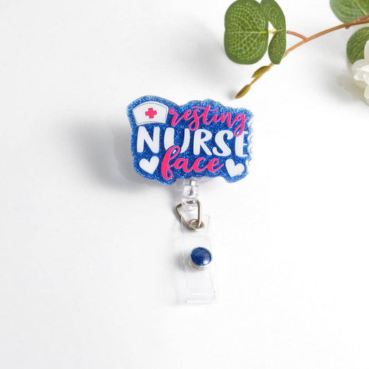 Glitterific Badge Reel Nurse Face