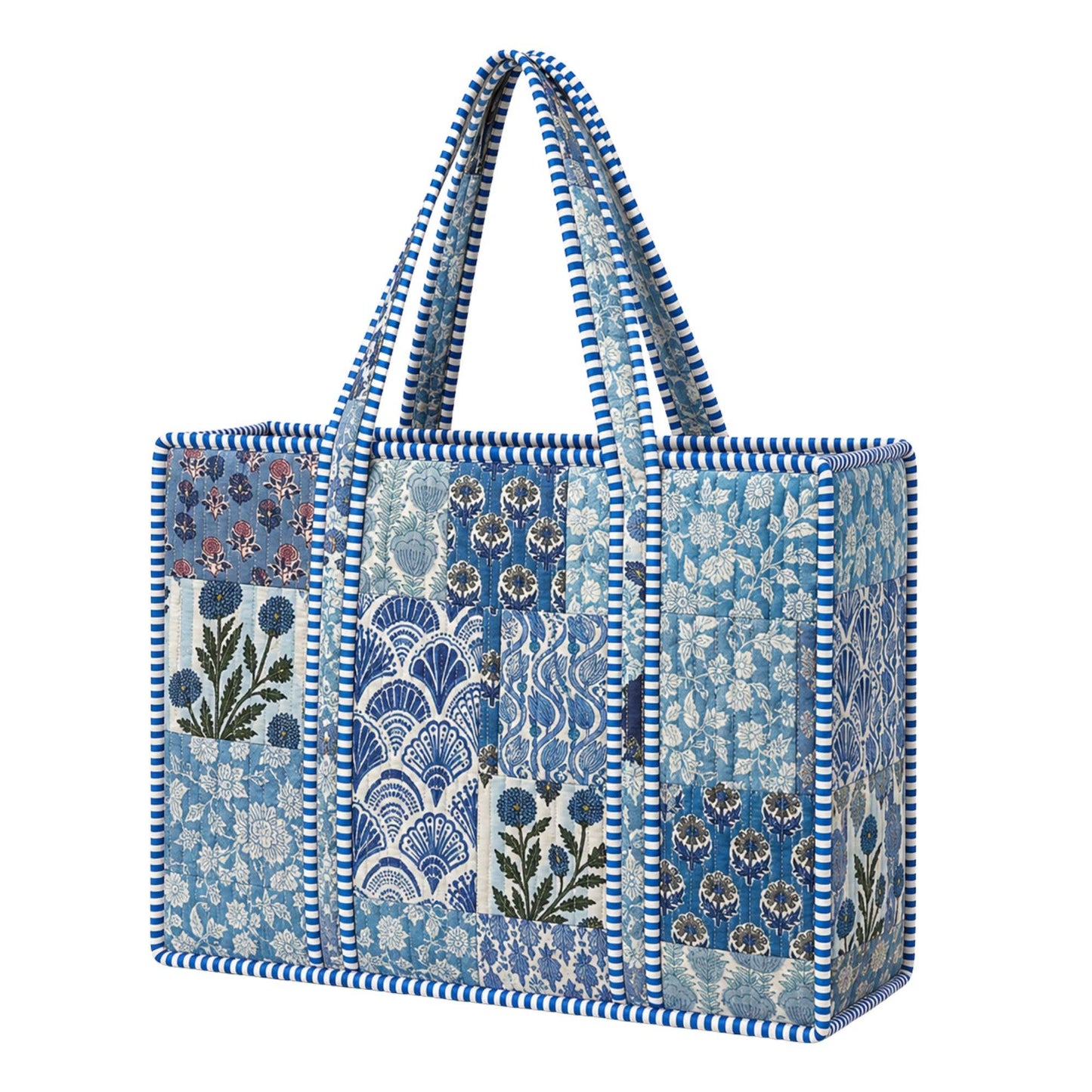 Blue Patchwork Quilted Bag Print