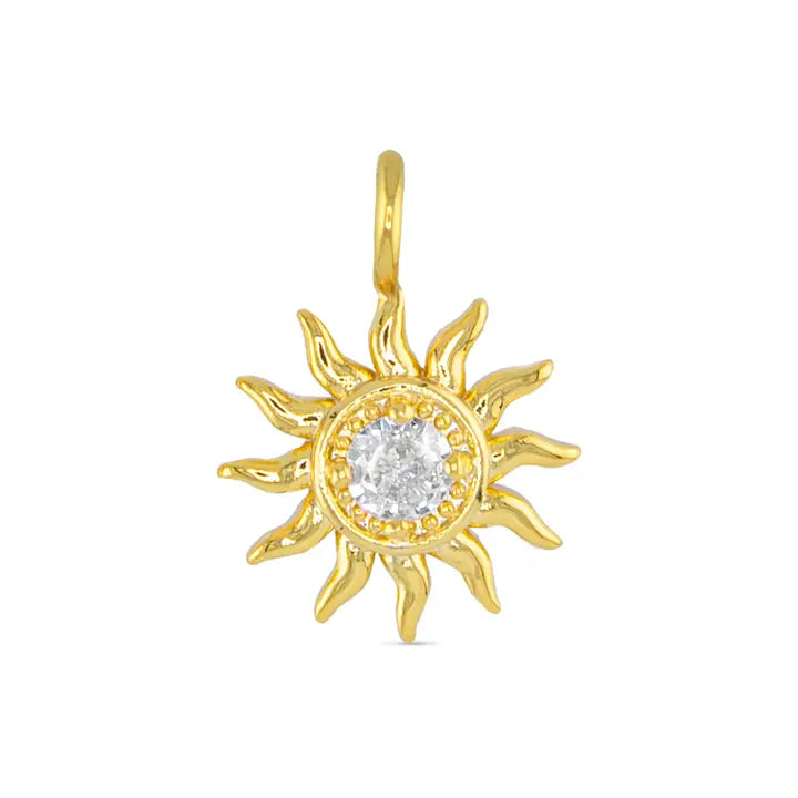 Cz Sun Necklace Charm - Gold