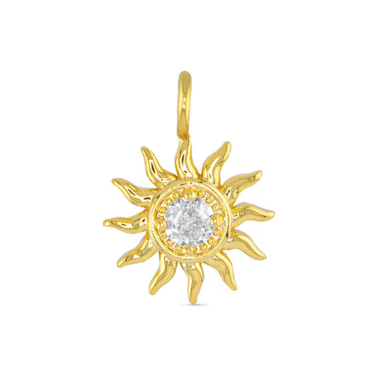 Cz Sun Necklace Charm - Gold