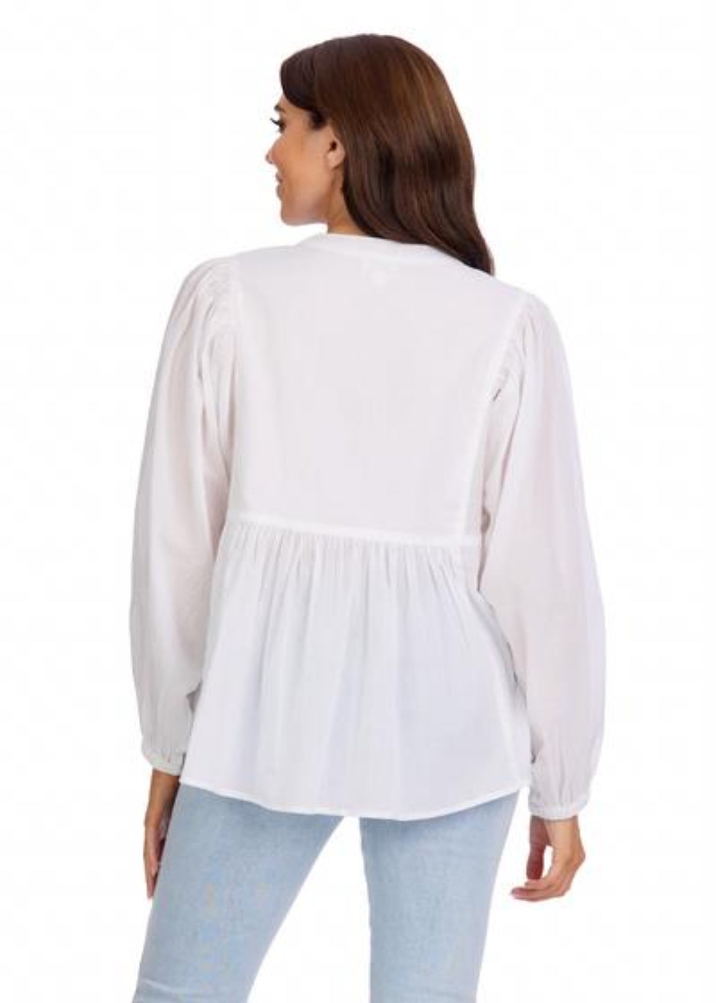 Margeaux Embellished Top - WHITE/BLUE